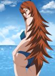 ass bikini breast brown_hair brunette from_behind green_eyes lipstick long_hair looking_at_viewer looking_back mei_terumi mizukage naruto naruto_shippuden nipple outside pussy thigh_gap very_long_hair