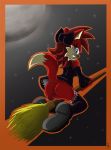 anthro anus archie_comics ass blue_eyes bow broom broom_riding fingerless_gloves fiona_fox fox fox_girl full_moon furry gloves halloween long_hair looking_back no_panties pussy red_hair sega smile solo sonic_(series) sonic_*(series) sonic_the_hedgehog_(series) the_other_half upskirt witch