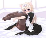 blue_eyes blush hentai kemonomimi lowres maid ooji pantyhose tail