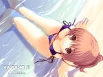 1600x1200 1girl arm_support beach bikini blush brown_eyes brown_hair dead_or_alive erect_nipples from_above high_res highres iizuki_tasuku kasumi kasumi_(doa) ocean ponytail sea short_hair side-tie_bikini side-tie_panties side_tie_panties solo striped striped_bikini striped_swimsuit swimsuit tecmo wallpaper water