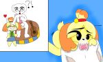  animal_crossing cute cycy_hooves dog fellatio isabelle_(animal_crossing) kk_slider male/female uncensored 