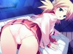  1girl ass bed bent_over blonde_hair blue_eyes blush breasts game_cg hentai kawata_hisashi panties sasamori_karin school_uniform serafuku sideboob solo to_heart_2 to_heart_2_xrated underwear 