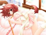  1girl animal_ears bdsm blue_panties blush collar dog_ears footwear hentai hinata_(pure_pure) leash panties pure_pure red_eyes red_hair sakurazawa_izumi short_hair socks solo tail underwear wallpaper 