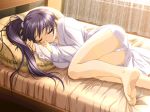 ass barefoot bed black_hair bottomless closed_eyes dress_shirt feet game_cg hair hashimoto_takashi hentai itoh_noemi itou_noemi lying no_pants on_side panties pantyshot pantyshot_(lying) shirt side_ponytail sleeping underwear white_panties with_you