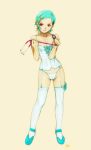 1girl aqua_hair blue_panties bustier eureka eureka_seven eureka_seven_(series) hair_ornament hairclip highres kobayashi_yuuji lingerie mary_janes panties photoshop_(medium) purple_eyes shoes short_hair solo standing stethoscope thighhighs underwear