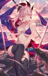 1girl big_breasts bikini breasts fate_(series) female_only miyamoto_musashi_(fate) solo_female wink