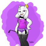  1:1 1:1_aspect_ratio 1girl alternate_universe anthro anthro_only artist_name artist_signature black_legwear black_stockings black_thighhighs crown female_only furry furry_only goat solo solo_female stockings toriel toriel_(underlust) toriel_au underlust undertale_au unknown_artist_signature 