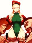 1girl beret blonde_hair blue_eyes braid cammy_white capcom fingerless_gloves gloves guile hat kurohachi leotard solo street_fighter twin_braids zangief