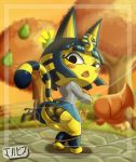  animal_crossing ankha_(animal_crossing) anthro ass cat egyptian fall furry jackintaro lingerie pantyshot 