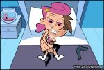  2012 ass bed bedroom biting_lip blush bottomless breasts brown_hair closed_eyes cum erect_nipples hair handjob lip_biting milf nipples nude on_bed pink_hair short_hair small_breasts smile testicles the_fairly_oddparents timmy_turner toongrowner wanda wanda_(fop) 