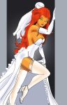  dc_comics green_eyes inspector97 koriand&#039;r orange_hair orange_skin red_hair solo starfire teen_titans wedding_dress 