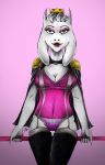  1girl alternate_universe anthro anthro_only artist_request boss_monster caprine crown female female_anthro female_only floppy_ears furry furry_female furry_only goat goat_ears goat_horns horns looking_at_viewer monster monster_girl pink_background solo solo_anthro solo_female toriel toriel_(underlust) toriel_au underlust undertale_au 