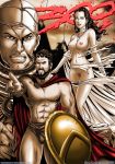  1girl 300 bbmbbf dark_horse female human king_leonidas king_xerxes_(300) leonidas male muscle nude palcomix partially_clothed pubic_hair queen_gorgo spartans torn_clothing 