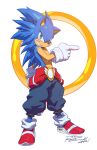 1boy 2012 animal_ears blue_eyes blue_hair dated furry gloves grin jewelry looking_at_viewer male male_focus parody pointing rat_rage ring robert_porter sega signature smile solo sonic sonic_(series) sonic_the_hedgehog spiked_hair standing style_parody topless