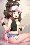 1boy 1girl apostle_(artist) ass assjob baseball_cap big_ass blue_eyes breasts brown_hair buttjob creatures_(company) cum cum_on_self cutoffs ejaculation erect_nipples female_protagonist_(pokemon_bw2) game_freak girl_on_top grinding hat hetero highres hilda_(pokemon) huge_ass humans_of_pokemon jean_shorts light-skinned_female long_hair looking_back male/female nintendo nipples no_bra penis pokemon pokemon_(anime) pokemon_(game) pokemon_black_2_&_white_2 pokemon_black_and_white pokemon_bw pokemon_bw2 reverse_cowgirl_position sex shiny shiny_skin shirt_lift short_shorts shorts sideboob small_breasts solo_focus straddle straddling sweatband teeth touko_(pokemon) uncensored vest white_(pokemon)