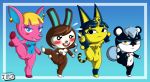 animal_crossing ankha_(animal_crossing) anthro breasts bunny carmen_(animal_crossing) cat deer fuchsia_(animal_crossing) furry jackintaro nude pussy squirrel tasha_(animal_crossing) yoga