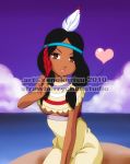  black_hair breasts brown_eyes cute dark_skin disney feathers heart native_american peter_pan smile tiger_lily xenokurisu 