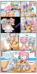 amy_rose angry aqua_eyes bat beach bikini blush breasts camera comic embarrassing fight funny green_eyes greymelon greymelon_(artist) hairless_pussy hedgehog nipples nude pink_hair prank pussy rouge_the_bat seaside sega short_hair skimpy smile sonic sonic_the_hedgehog sweat_drop text venus_the_hedgehog white_hair