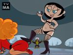  blue_eyes bondage bra chained furry mojo_jojo monkey ms._keane orange_hair panties penis powerpuff_girls sara_bellum tvma tvma_(artist) 