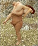  1boy 1girl 3d ambiguous_species big_breasts blackadder breasts carrying carrying_over_shoulder duo erection female female_human hair human long_hair male male/female mot_porn nipples nude outdoors penis realistic red_hair redhead shoulder_carry standing tagme testicles 