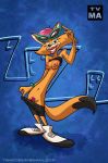 anthro breasts cat erect_nipples feline furry katleen lipstick mc_skat_kat orange_fur pink_hair pussy_hair small_breasts solo sunglasses tail the_adventures_of_mc_skat_kat_and_the_stray_mob topless tvma tvma_(artist)