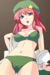 bad_id blue_eyes bra female green_bra green_panties hat hong_meiling kamaboko kamaboko_red lingerie long_hair panties red_hair redhead solo the_embodiment_of_scarlet_devil touhou underwear