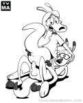 1boy 1girl alicia_(rocko's_modern_life) kangaroo marsupial monochrome rocko's_modern_life sideboob tvma tvma_(artist) vaginal