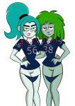 aqua_hair blue_panties bottomless danny_phantom ember_mclain freeman2 ghost green_eyes green_hair grey_skin hairless_pussy kitty_(danny_phantom) lipstick pale_skin panties panties_around_legs ponytail pussy red_eyes short_hair smile string_panties transparent_background underwear