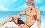 1boy badass beach blue_eyes gay handsome human jacky_bryant male male_only muscle nude ocean pose sega sky solo_focus solo_male topless topless_male virtua_fighter water