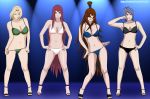  4_girls 4girls bare_shoulders bikini black_nails blonde_hair blue_hair blue_nails breasts cleavage darkalx facial_mark feet female forehead_mark hair_over_one_eye hands_on_hips konan kushina_uzumaki labret_piercing large_breasts lineup long_hair mei_terumi midriff multiple_girls nail_polish naruto naruto_shippuden navel red_hair red_nails sandals short_hair swimsuit toenail_polish toes tsunade very_long_hair 