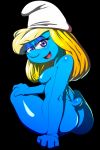 ass blonde_hair blue_skin sideboob smurfette tail the_smurfs