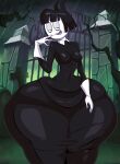 bald cemetery creepy_susie dress goth graveyard huge_ass rain ribbon smug the_oblongs thick_thighs tight_clothing wig