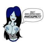  adventure_time big_breasts breasts english_text hair jim_sugomi marceline nipples text vampire white_background 