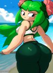  1girl 2023 adult aged_up alien alien_girl alien_humanoid ambient_birds beach big_ass big_breasts big_butt breasts clothed_female cosmo_the_seedrian cosmo_the_seedrian_(adult) dat_ass female flora_fauna green_clothes green_clothing green_hair huge_ass huge_butt humanoid ocean pants plant plant_girl plant_humanoid pseudo_hair sawcraft1 seedrian sega solo sonic_(series) sonic_the_hedgehog_(series) sonic_x thick_thighs tms_entertainment white_clothes white_clothing 