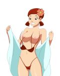 1girl big_breasts bikini black_eyes blackangel014 breasts cameltoe female_only flower looking_down nipples pervyangel red_hair solo topless total_drama_island towel transparent_background wardrobe_malfunction zoey_(tdi)