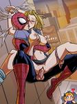 breast_grab kissing marvel marvel_comics norah_winters panties_around_leg peter_parker spider-man spider-man_(series) vaginal vaginal_penetration zet13