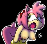 amy_rose anthro artist_name ass bent_over bracelet breasts furry green_eyes hairband hedgehog is is_(artist) jewelry looking_back nipples nude pink_hair rodent sega shiny shiny_skin short_hair solo sonic sonic_(series)