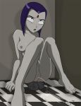  anal anal_juice dc_comics dildo dildo_sitting grey_skin nude pervyjimmy pussy raven_(dc) sitting squirt teen_titans 