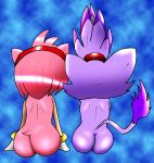 amy_rose ass bigbootyinc blaze_the_cat bracelet bubble_butt cat feline furry gloves hairband hedgehog jewelry nude pink_hair ponytail purple_hair rodent sega shiny shiny_skin short_hair sonic_*(series) sonic_the_hedgehog_(series)