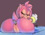 amy_rose artist_name bent_over bracelet bubble_butt gloves green_eyes hairband is is_(artist) jewelry looking_back nude pink_hair pussy r-fenrir sega shiny shiny_skin short_hair sonic_(series) sonic_team water