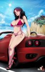  alexandria_(character) attractive big_breasts bikini breasts car cyberunique hentaitna side-tie_bikini 