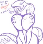 anthro arbok big_breasts breasts english_text female grope holidays huge_breasts nintendo nipples pink pokemon scalie sebrina_arbok shiny shiny_skin sketch smile solo tail teasing text ticklishways tongue valentine valentine's_day video_games zp92