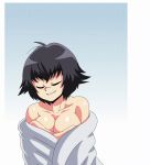 1girl animated areolae black_hair blue_eyes bouncing_breasts breasts devil_may_cry devil_may_cry_5 female gradient gradient_background heterochromia lady_(devil_may_cry) large_breasts lewdamone looking_at_viewer mp4 multicolored_eyes naked_towel navel nipples no_audio nude parted_lips red_eyes scar short_hair smile solo stomach towel video webm