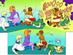 cum cum_inside daphne_blake freddy_jones girl_on_top group_sex jjfrenchie joel_jurion reverse_cowgirl_position scooby-doo shaggy velma_dinkley