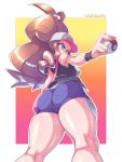  1_girl 1girl aged_up alternate_breast_size angry armpits ass bag big_ass big_breasts bikini black_bikini black_bra black_thong blue_eyes bra brown_hair erect_nipples_under_clothes female game_freak hat high_resolution hilda hilda_(pokemon) holding_object holding_poke_ball huge_ass huge_thighs human humans_of_pokemon kaikoinu long_hair looking_away minishorts nintendo nipples pale-skinned_female pale_skin poke_ball pokeball pokemon pokemon_(game) pokemon_bw ponytail pose posing shiny_hair shiny_skin shorts small_breasts solo standing sweat sweatband thick_ass thick_thighs thigh_gap thighs thong tight_clothing tight_underwear touko_(pokemon) vest voluptuous white_border wide_hips 