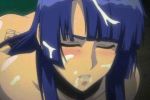 animated animated_gif big_breasts blue_hair breasts cum cum_in_container cum_on_arms cum_on_body cum_on_hair cum_on_upper_body facial gif gokkun humiliation large_breasts lowres makai_kishi_ingrid monster yatsu_murasaki