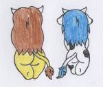  anthro ass bbw blue_hair bovine brown_hair chibi cow furry kamehamehadude long_hair nude original rosa_pearl sylvia_pearl wide_hips 