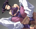 1girl :p barefoot black_hair capcom censored drill_hair dutch_angle feet footjob halter_top halterneck juri_han mikanbako penis perspective purple_eyes sitting solo_focus spread_legs street_fighter street_fighter_iv street_fighter_iv_(series) super_street_fighter_iv toeless_socks toenail_polish toes tongue tongue_out twin_drills