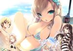  1boy 6+girls anger_vein aqua_eyes beach big_breasts bikini blonde_hair boku_wa_tomodachi_ga_sukunai breasts brother_and_sister butterfly_hair_ornament flat_chest hair_ornament hasegawa_kobato hasegawa_kodaka kashiwazaki_sena kusunoki_yukimura large_breasts mikazuki_yozora multiple_girls open_mouth prison_clothes shiguma_rika show_(rinnetenshow) siblings side-tie_bikini small_breasts soda string_bikini swimsuit takayama_maria two_side_up 