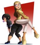 2girls asian ass ass_to_ass bent_over big_ass big_hero_6 bubblegum clothed clothing dat_ass disney female female_only gogo_tomago honey_lemon looking_at_another looking_back marvel non-nude ravenravenraven sitting sitting_on_person smile yuri